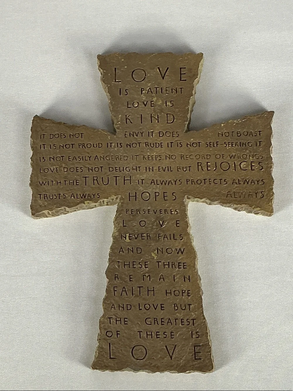 Vintage Zondervan Inspirio Love Is Patient Scripture Wall Cross 1 Corinthians